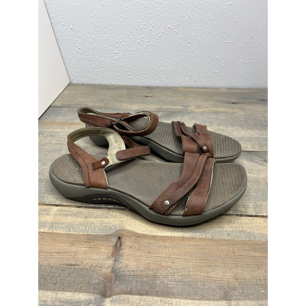 Merrell Dahlia Sandals Womens Size 9‎ Coffee Bean Leather Strappy Comfort J35672